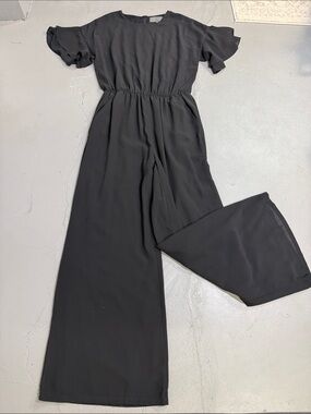 Sunday in Brooklyn Black Wide-Leg Jumpsuit with Ruffle Sleeves